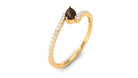 Rosec Jewels-Tilted Pear Shape Smoky Quartz and Diamond Bypass Promise Ring