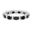 Rosec Jewels-Oval Cut Created Black Diamond East West Eternity Ring with Accent