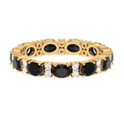 Rosec Jewels-Oval Cut Created Black Diamond East West Eternity Ring with Accent