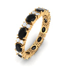 Rosec Jewels-Oval Cut Created Black Diamond East West Eternity Ring with Accent