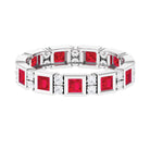 Rosec Jewels-2 CT Princess Cut Created Ruby Full Eternity Ring with Moissanite