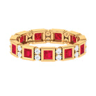 Rosec Jewels-2 CT Princess Cut Created Ruby Full Eternity Ring with Moissanite