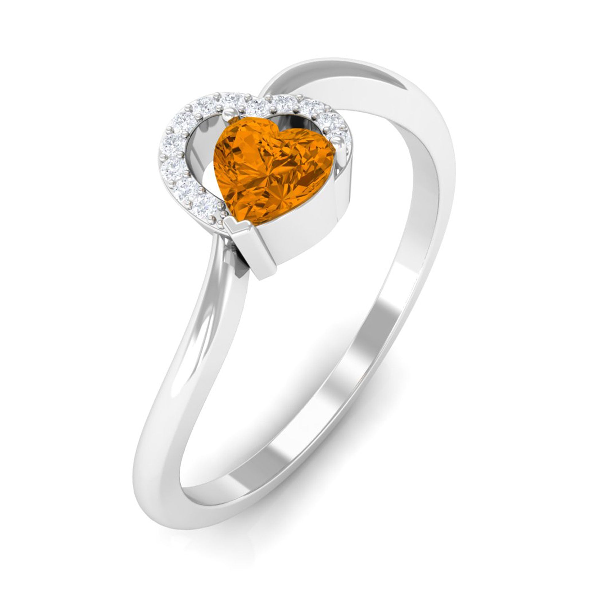 Rosec Jewels-Real Citrine and Diamond Heart Promise Ring