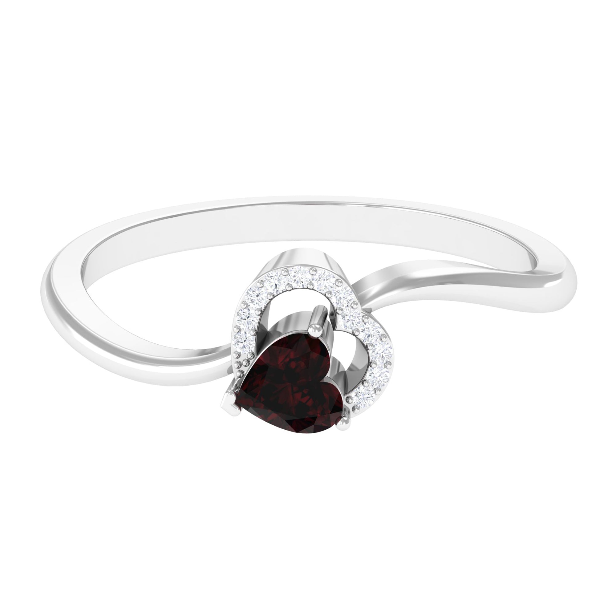 Rosec Jewels-Heart Shape Garnet and Diamond Twisted Promise Ring