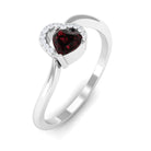 Rosec Jewels-Heart Shape Garnet and Diamond Twisted Promise Ring