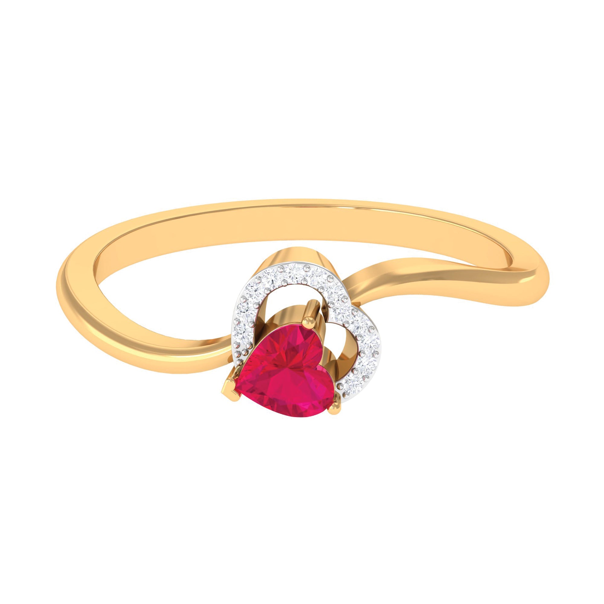 Rosec Jewels-Heart Shape Ruby and Diamond Twisted Promise Ring