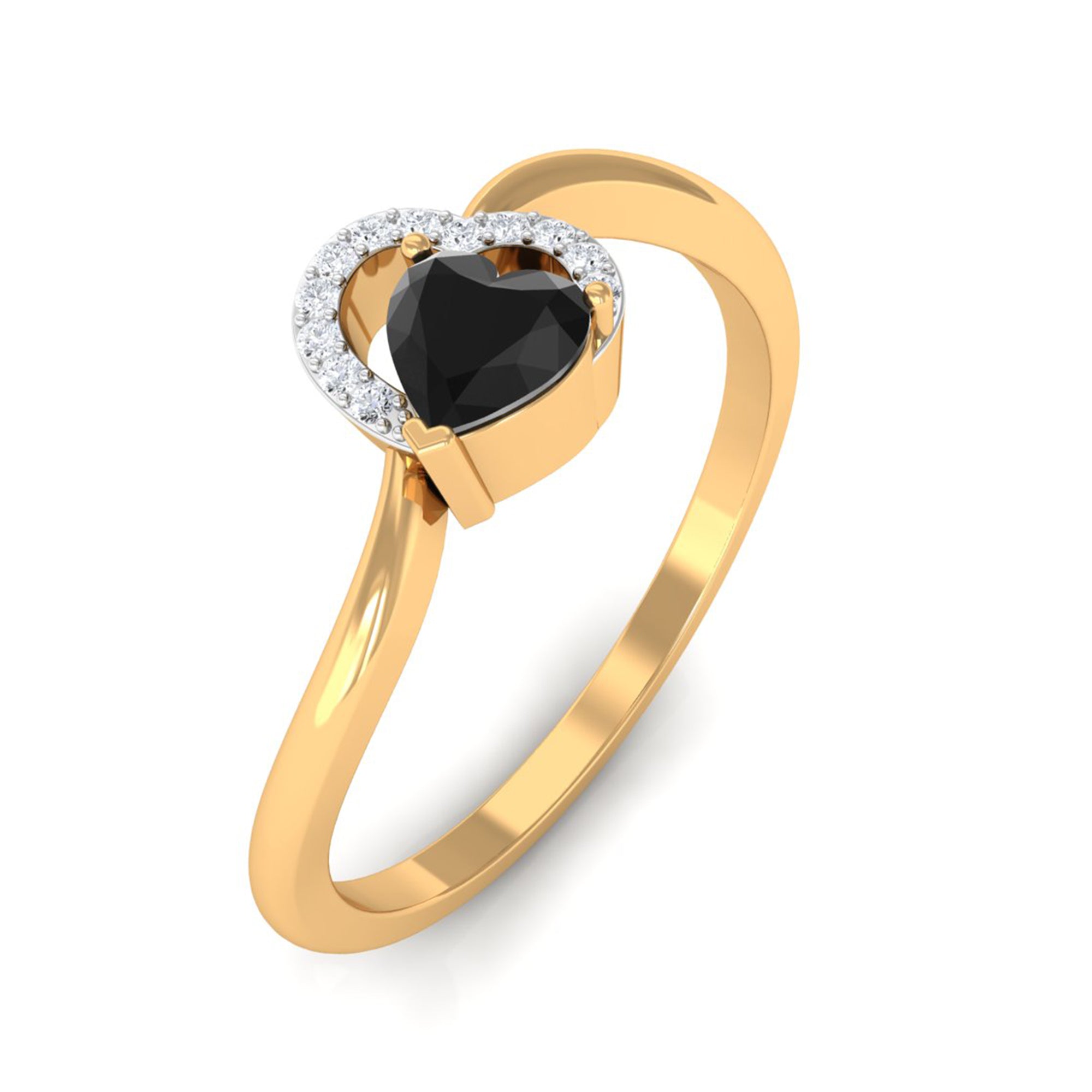 Rosec Jewels-Heart Shape Black Onyx and Diamond Twisted Promise Ring