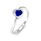 Rosec Jewels-Heart Shape Created Blue Sapphire and Diamond Twisted Promise Ring