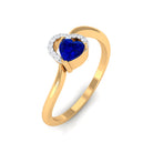 Rosec Jewels-Heart Shape Created Blue Sapphire and Diamond Twisted Promise Ring