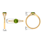 Rosec Jewels-Round Peridot Solitaire Ring with Diamond Side Stones