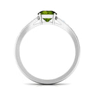 Rosec Jewels-Round Peridot Solitaire Ring with Diamond Side Stones