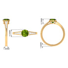 Rosec Jewels-Round Peridot Solitaire Ring with Diamond Side Stones