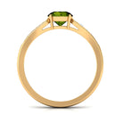 Rosec Jewels-Round Peridot Solitaire Ring with Diamond Side Stones