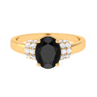 Rosec Jewels-Created Black Diamond and Diamond Oval Engagement Ring