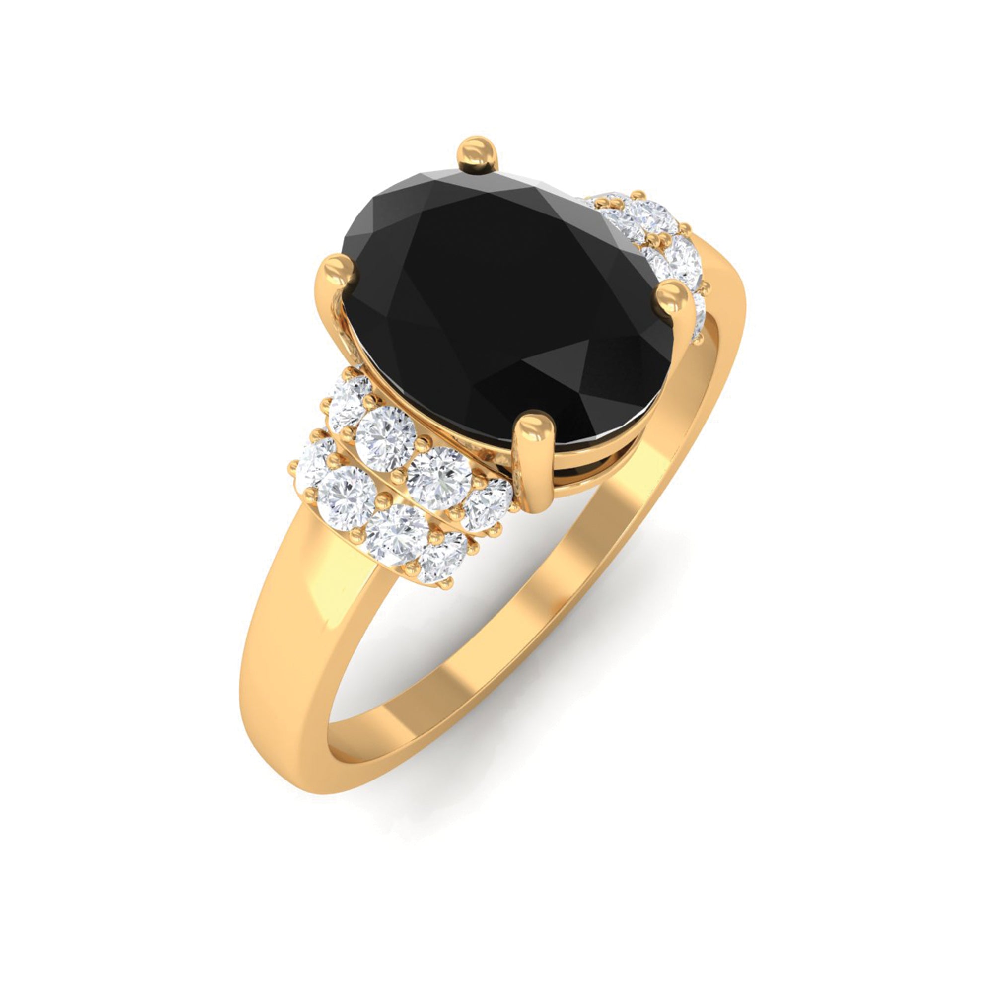 Rosec Jewels-Created Black Diamond and Diamond Oval Engagement Ring