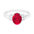 Rosec Jewels-Created Ruby Oval Engagement Ring with Diamond