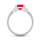 Rosec Jewels-Created Ruby Oval Engagement Ring with Diamond