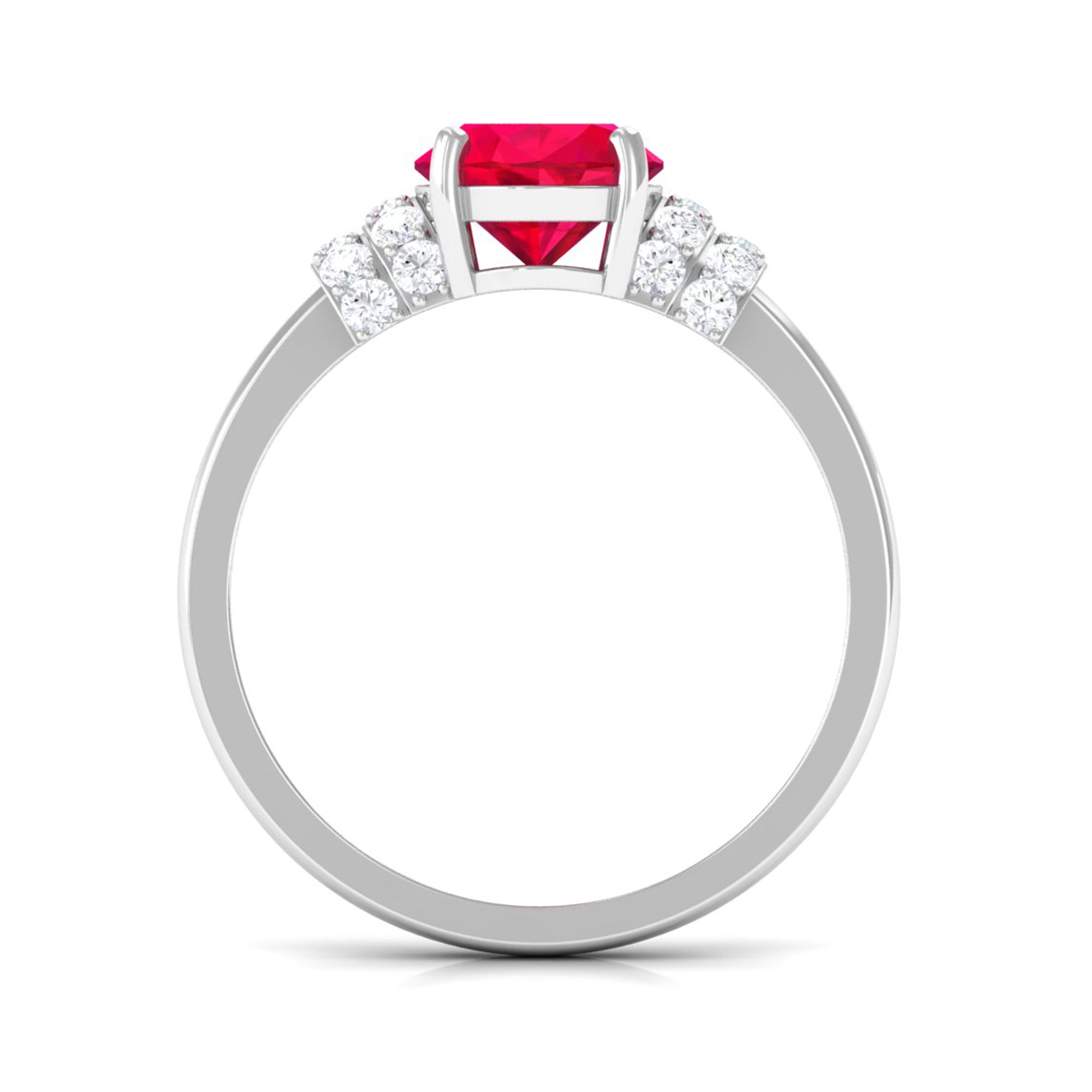 Rosec Jewels-Created Ruby Oval Engagement Ring with Diamond