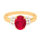 Rosec Jewels-Created Ruby Oval Engagement Ring with Diamond