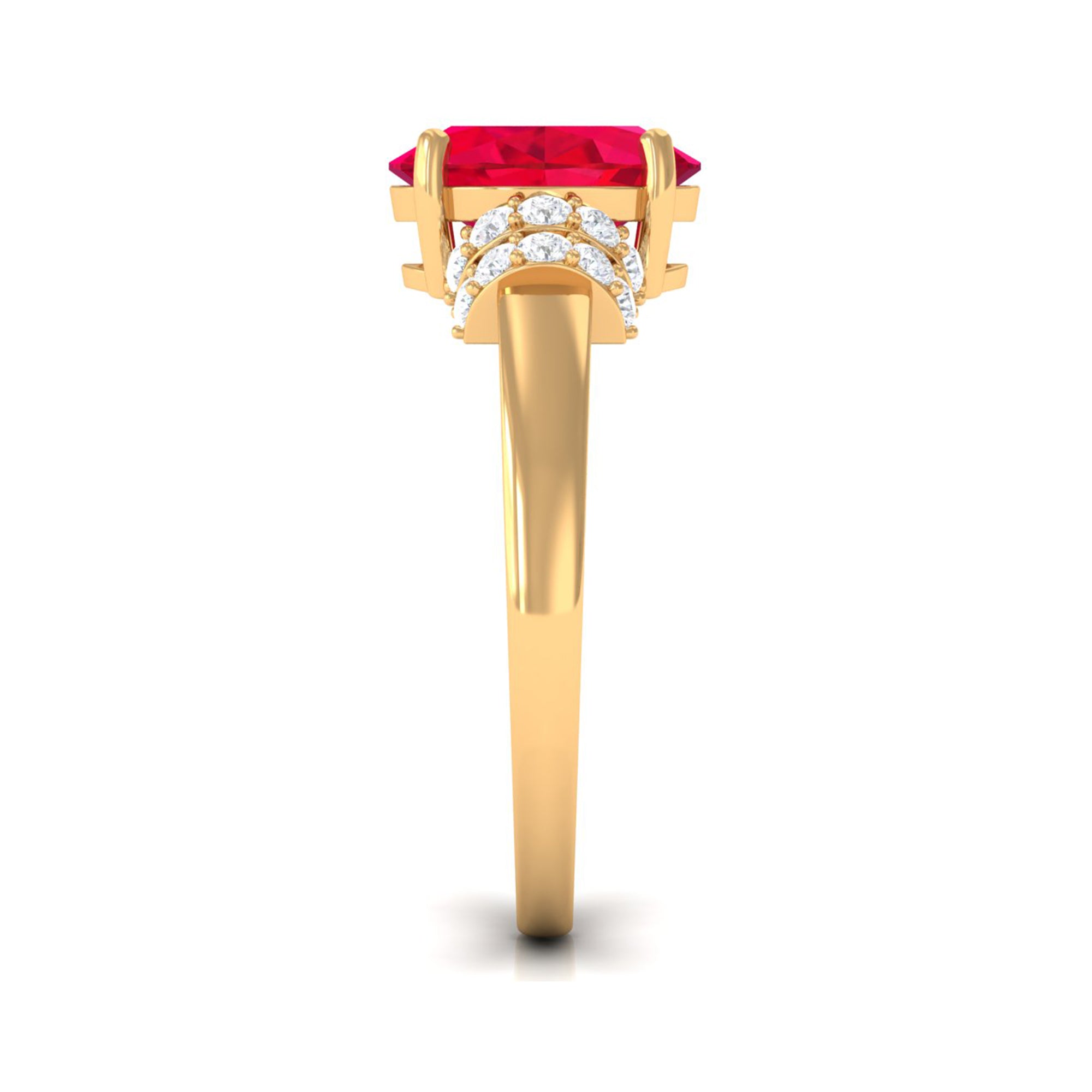 Rosec Jewels-Created Ruby Oval Engagement Ring with Diamond