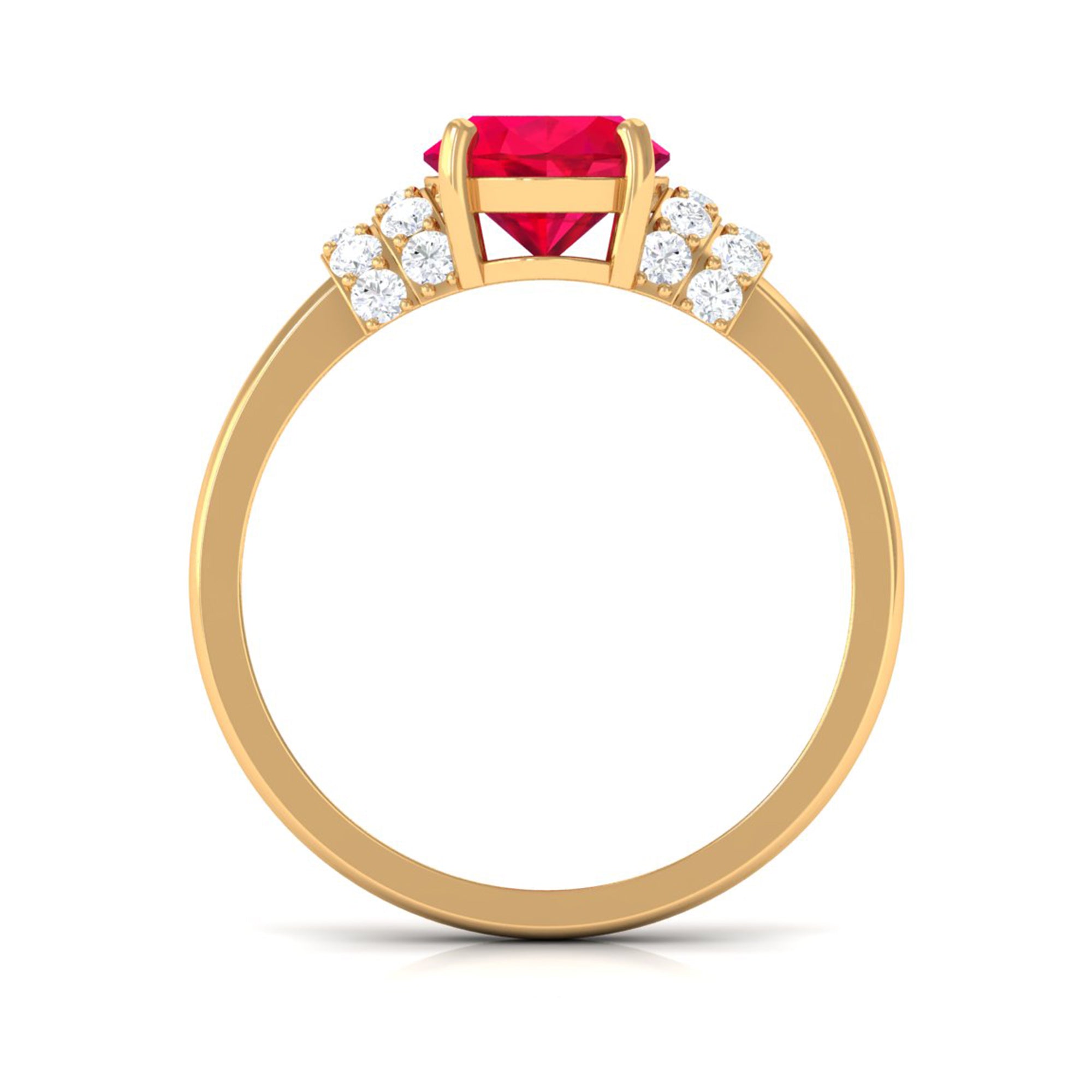 Rosec Jewels-Created Ruby Oval Engagement Ring with Diamond