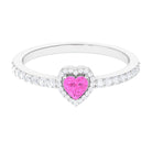 Rosec Jewels-Heart Shape Pink Sapphire Engagement Ring with Diamond Halo