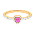 Rosec Jewels-Heart Shape Pink Sapphire Engagement Ring with Diamond Halo