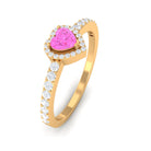 Rosec Jewels-Heart Shape Pink Sapphire Engagement Ring with Diamond Halo