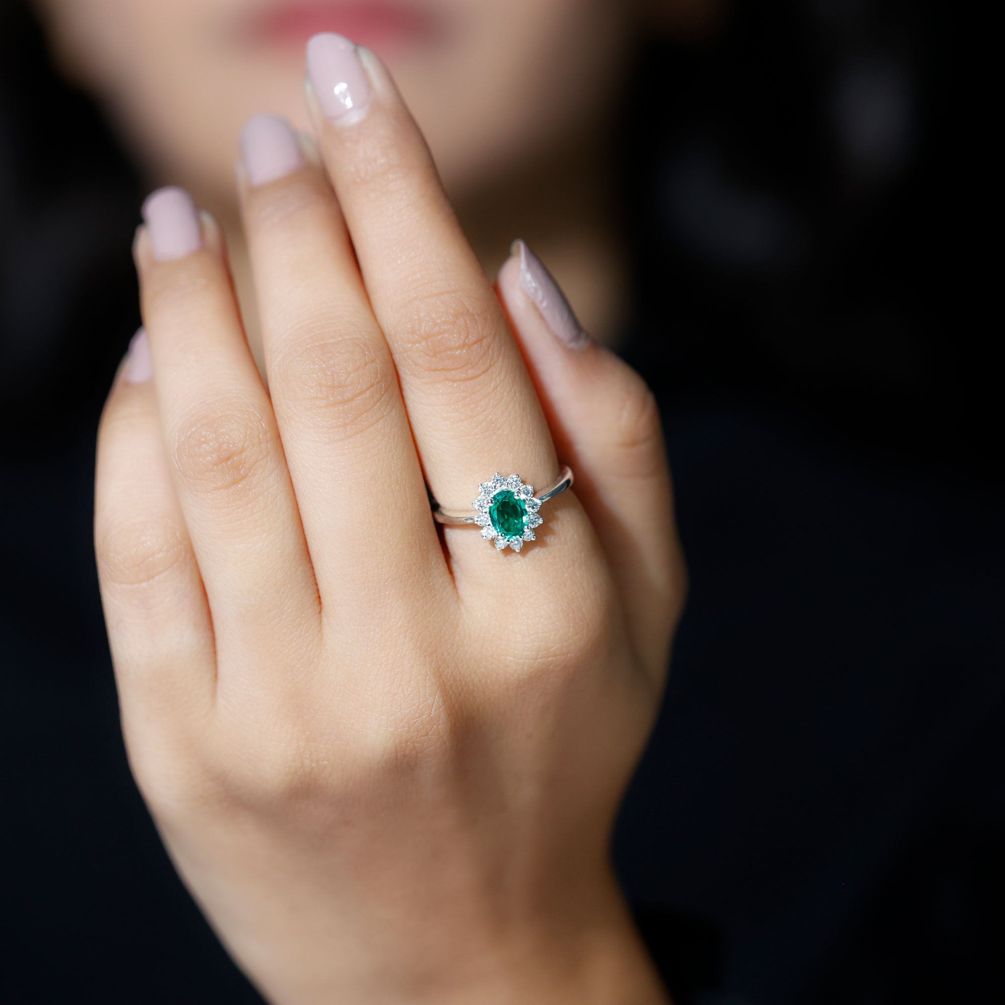 Rosec Jewels-Princess Diana Inspired Created Emerald and Diamond Ring