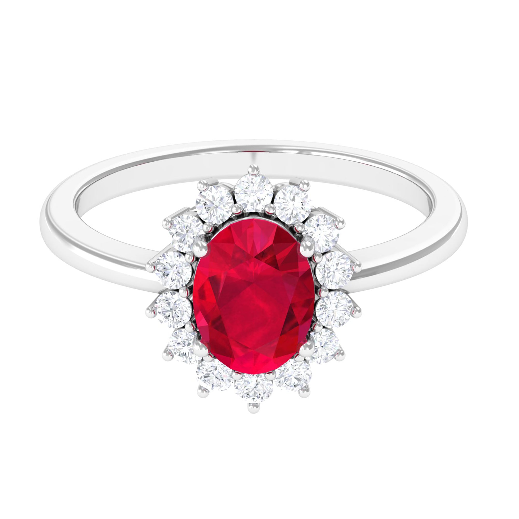 Rosec Jewels-1.50 CT Princess Diana Inspired Created Ruby and Diamond Ring