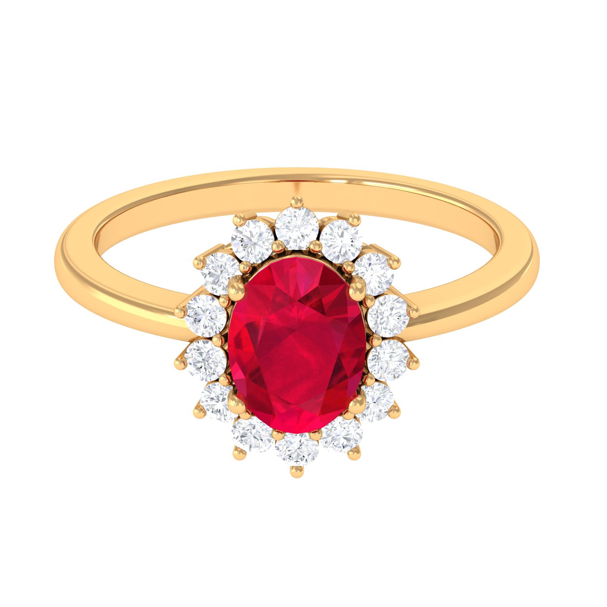 Rosec Jewels-1.50 CT Princess Diana Inspired Created Ruby and Diamond Ring