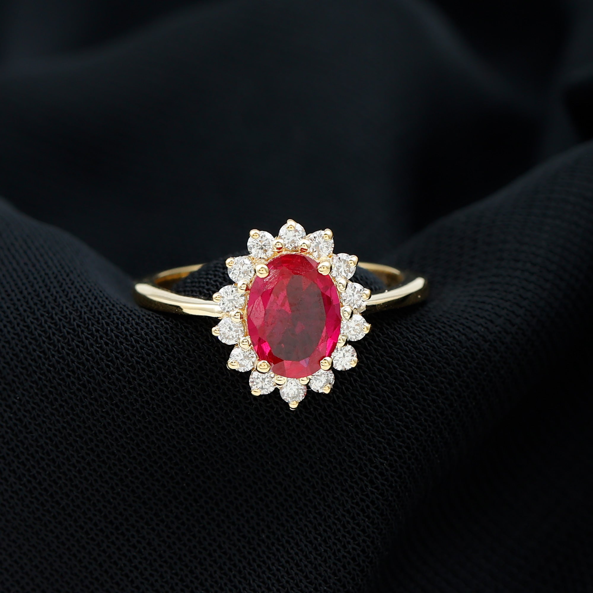 Rosec Jewels-1.50 CT Princess Diana Inspired Created Ruby and Diamond Ring