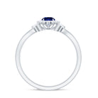 Rosec Jewels-Created Blue Sapphire and Diamond Flower Engagement Ring with Split Shank