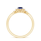 Rosec Jewels-Created Blue Sapphire and Diamond Flower Engagement Ring with Split Shank