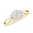 Rosec Jewels-Split Shank Simulated Diamond Flower Engagement Ring