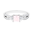 Rosec Jewels-1 CT Split Shank Rose Quartz and Diamond Engagement Ring