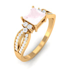 Rosec Jewels-1 CT Split Shank Rose Quartz and Diamond Engagement Ring