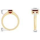 Rosec Jewels-Emerald Cut Certified Created Ruby Solitaire Ring with Diamond