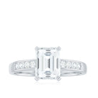 Rosec Jewels-Octagon Cut Cubic Zirconia Solitaire Engagement Ring in Gold