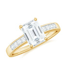 Rosec Jewels-Octagon Cut Cubic Zirconia Solitaire Engagement Ring in Gold