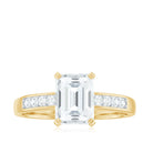 Rosec Jewels-Octagon Cut Cubic Zirconia Solitaire Engagement Ring in Gold