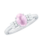 Rosec Jewels-3/4 CT Oval Rose Quartz Solitaire Ring with Diamond