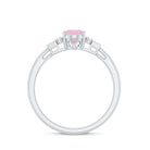 Rosec Jewels-3/4 CT Oval Rose Quartz Solitaire Ring with Diamond