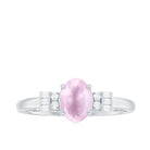 Rosec Jewels-3/4 CT Oval Rose Quartz Solitaire Ring with Diamond