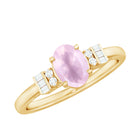 Rosec Jewels-3/4 CT Oval Rose Quartz Solitaire Ring with Diamond