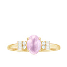 Rosec Jewels-3/4 CT Oval Rose Quartz Solitaire Ring with Diamond