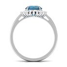 Rosec Jewels-Claw Set London Blue Topaz Cocktail Ring with Diamond Halo