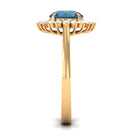 Rosec Jewels-Claw Set London Blue Topaz Cocktail Ring with Diamond Halo