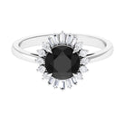 Rosec Jewels-Claw Set Black Onyx Cocktail Engagement Ring with Diamond Halo