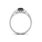 Rosec Jewels-Claw Set Black Onyx Cocktail Engagement Ring with Diamond Halo